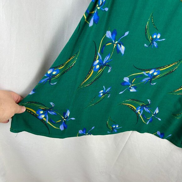 Urban Outfitters Epiphany Dress Women Small Green Mini Floral Iris Short Sleeves - Picture 7 of 10